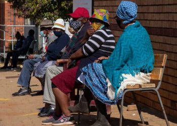 South African retirees waiting to receive doses of Covid vaccine at a clinic near Johannesburg, South Africa, last week.