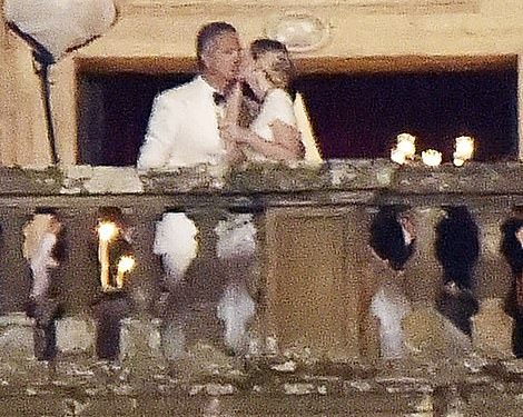 Lady Kitty could be seen sharing a kiss with her new husband Michael, a billionaire fashion tycoon, after the ceremony in Italy last night
