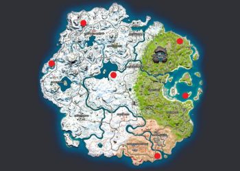 Map of crystals in Fortnite.
