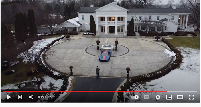 A screenshot of a &quot;Helpful Car Tips&quot; YouTube video uploaded Jan. 1, 2022, reveals a 2018 Ford GT outside a home in Saint Charles, Illinois.