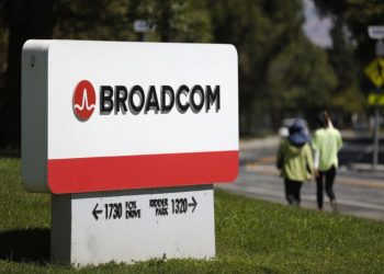 A Broadcom sign outside one of its offices.