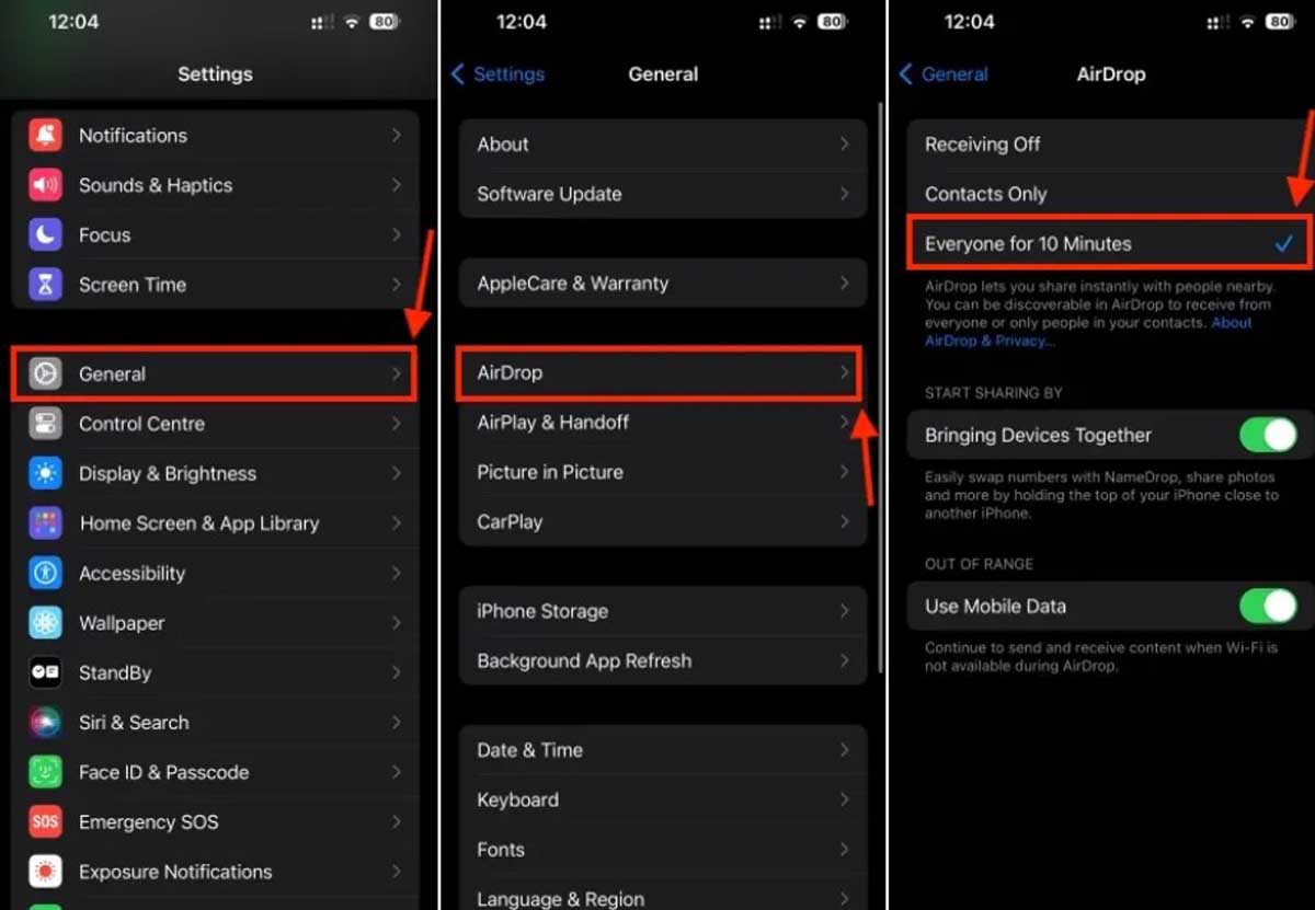 Modify the AirDrop configurations.